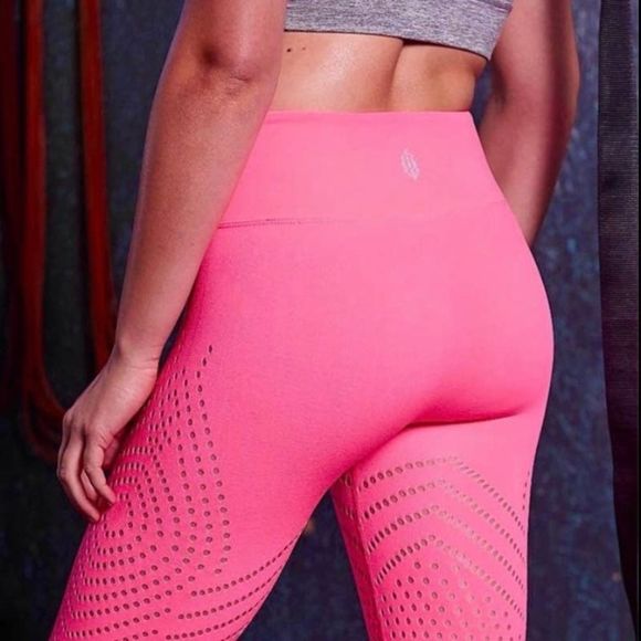 Free People Self-Hem Ecology Legging Tropical Pink Legging Size XS/S NWOT - Picture 2 of 10